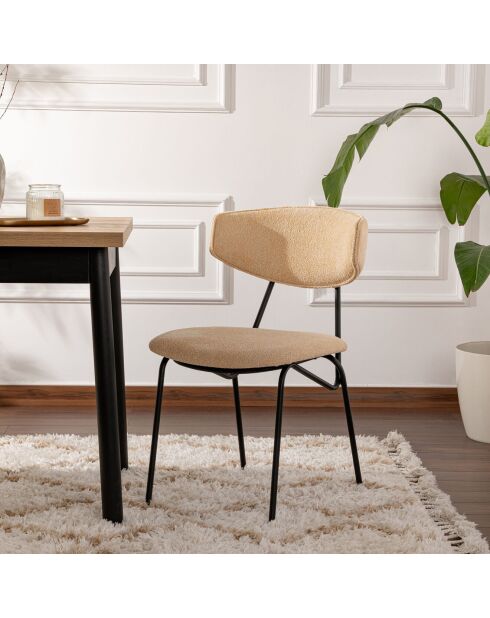 2 Chaises Nancy beige/noir - 48x80x59 cm