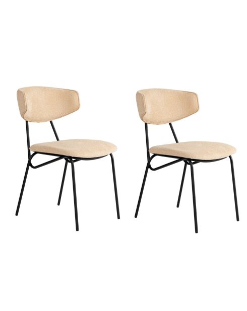 2 Chaises Nancy beige/noir - 48x80x59 cm
