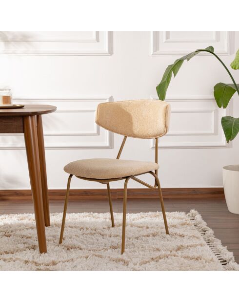 2 Chaises Nancy beige/doré - 48x80x59 cm