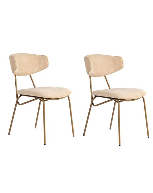 2 Chaises Nancy beige/doré - 48x80x59 cm