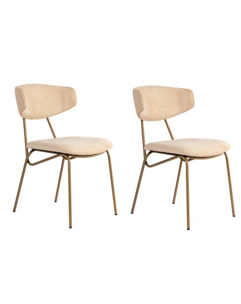 2 Chaises Nancy beige/doré - 48x80x59 cm