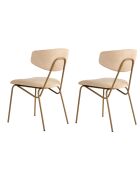 2 Chaises Nancy beige/doré - 48x80x59 cm