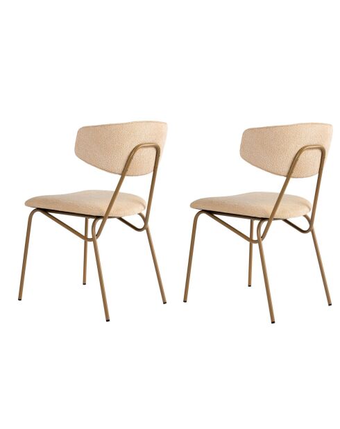 2 Chaises Nancy beige/doré - 48x80x59 cm