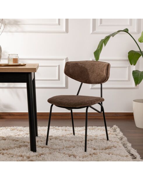 2 Chaises Nancy marron/noir - 48x80x59 cm