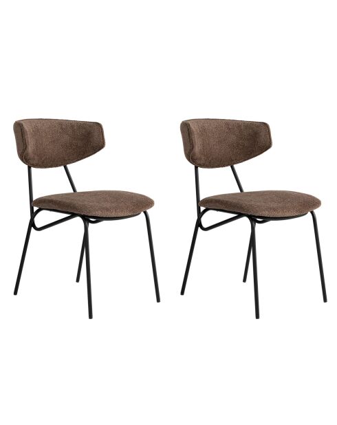 2 Chaises Nancy marron/noir - 48x80x59 cm
