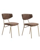 2 Chaises Nancy marron/doré - 48x80x59 cm