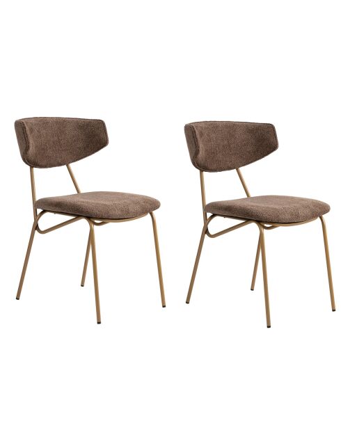 2 Chaises Nancy marron/doré - 48x80x59 cm