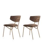 2 Chaises Nancy marron/doré - 48x80x59 cm