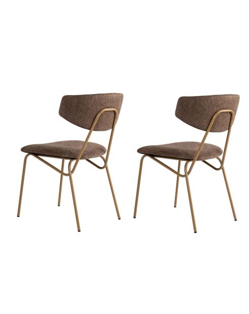 2 Chaises Nancy marron/doré - 48x80x59 cm