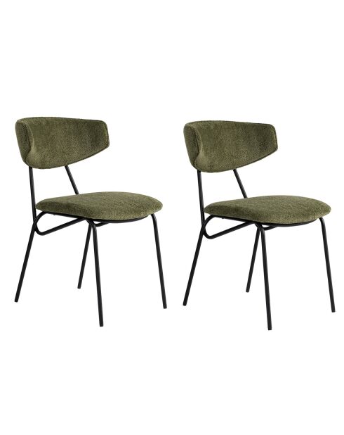 2 Chaises Nancy vert/noir - 48x80x59 cm