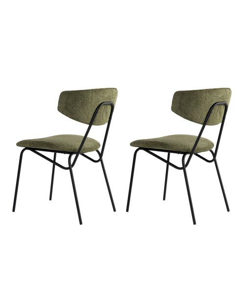 2 Chaises Nancy vert/noir - 48x80x59 cm