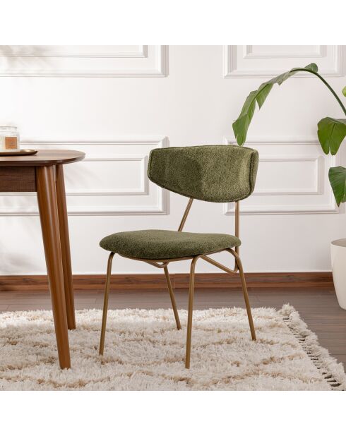 2 Chaises Nancy vert/doré - 48x80x59 cm