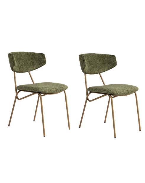 2 Chaises Nancy vert/doré - 48x80x59 cm