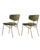 2 Chaises Nancy vert/doré - 48x80x59 cm