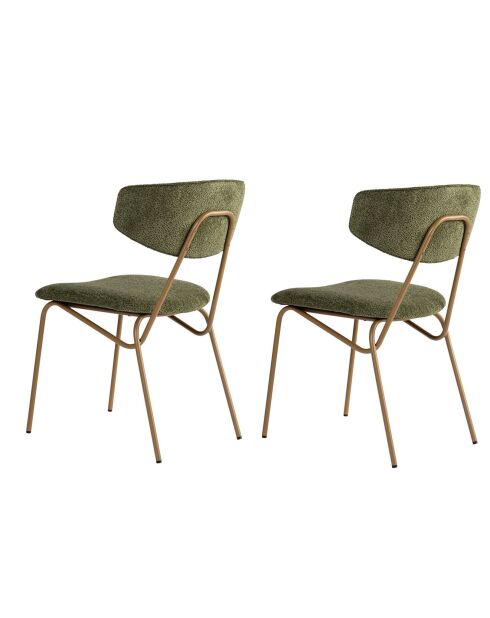 2 Chaises Nancy vert/doré - 48x80x59 cm