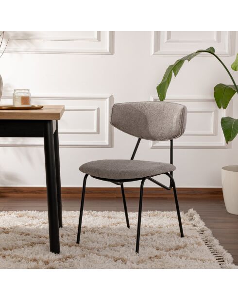 2 Chaises Nancy gris/noir - 48x80x59 cm