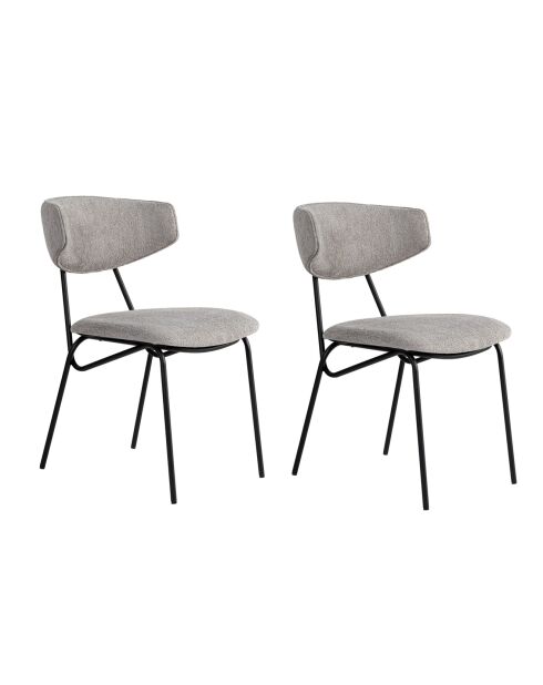 2 Chaises Nancy gris/noir - 48x80x59 cm