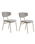 2 Chaises Nancy gris/doré - 48x80x59 cm