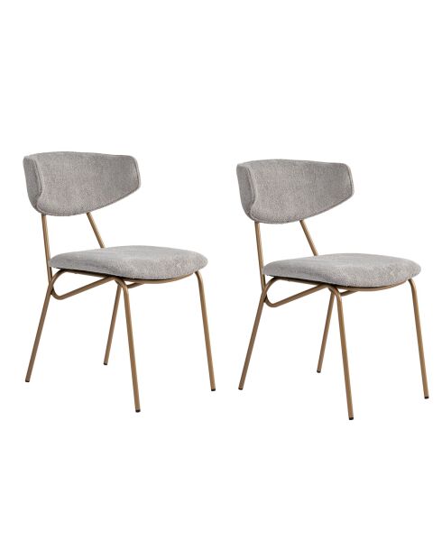 2 Chaises Nancy gris/doré - 48x80x59 cm