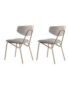 2 Chaises Nancy gris/doré - 48x80x59 cm