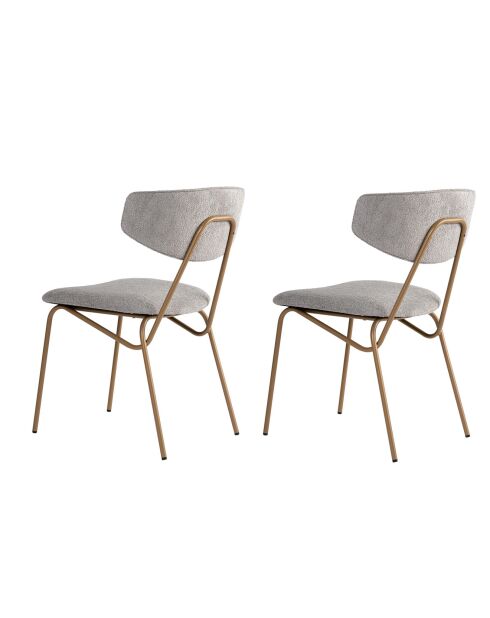 2 Chaises Nancy gris/doré - 48x80x59 cm
