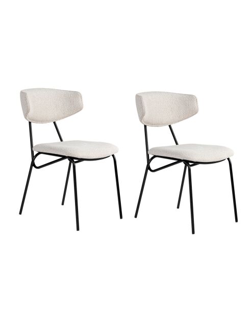 2 Chaises Nancy blanc/noir - 48x80x59 cm