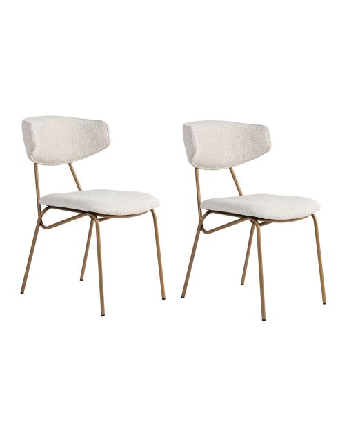 2 Chaises Nancy blanc/doré - 48x80x59 cm
