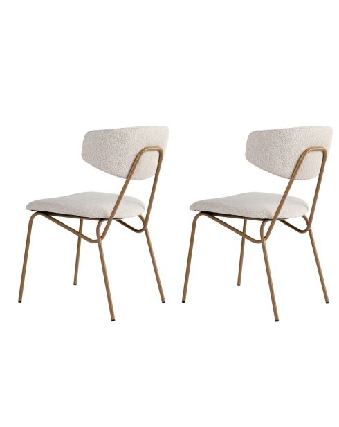 2 Chaises Nancy blanc/doré - 48x80x59 cm