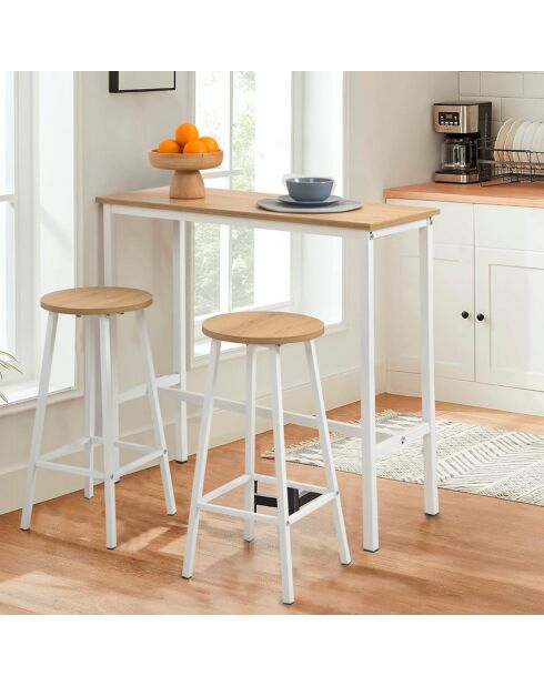 2 Tabourets + Table Mola blancs