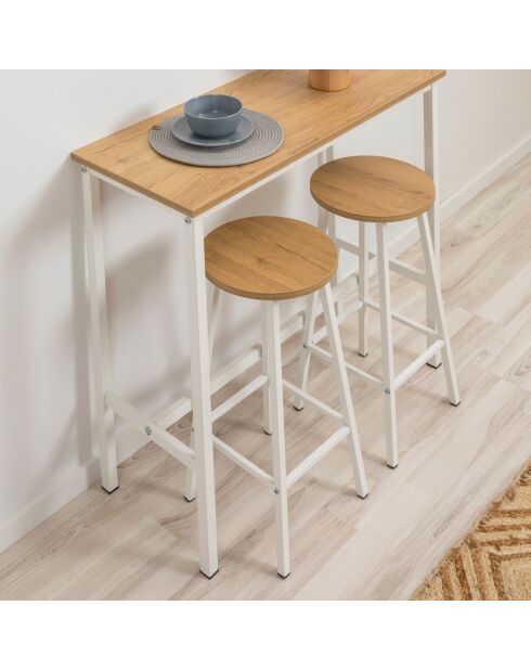 2 Tabourets + Table Mola blancs