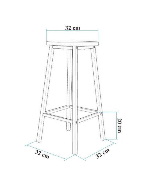 Tabouret Mola noir - 32x62x32 cm