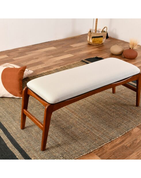 Banc Touch noyer/crème - 120x40x45 cm
