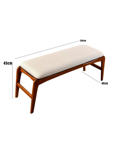 Banc Touch noyer/crème - 120x40x45 cm