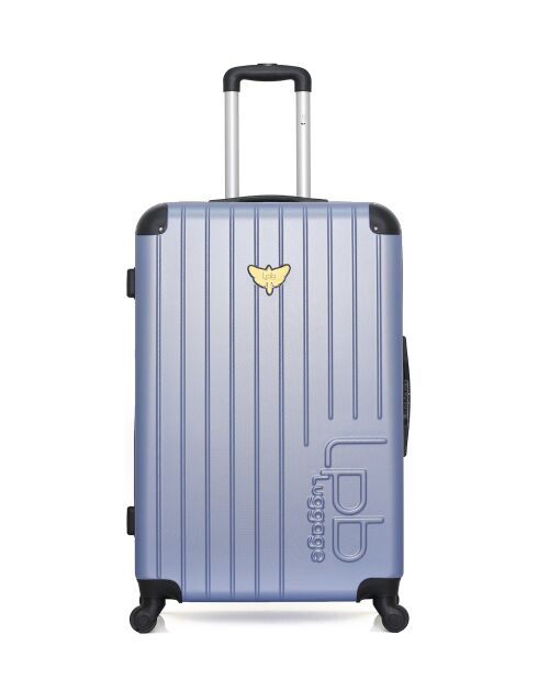 Marianne goudblauwe Long Stay koffer met 4 wielen en enkele wielen