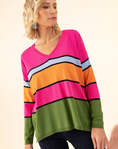 Pull en Laine mélangée Berry color block