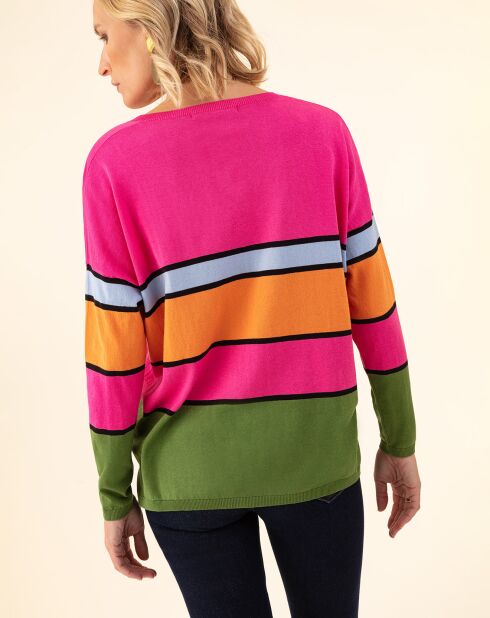 Pull en Laine mélangée Berry color block