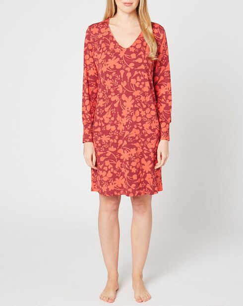 Bordeauxrood/oranje nachtjapon met patchouli