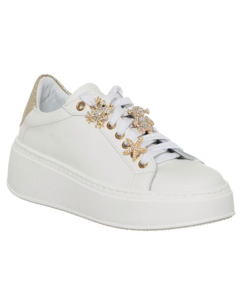 Wit/gouden leren sneakers van Ella