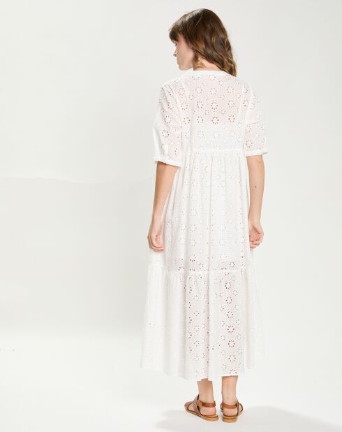 Reya weißes Maxikleid mit englischer Stickerei