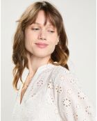 Robe longue en Broderie Anglaise Reya blanche
