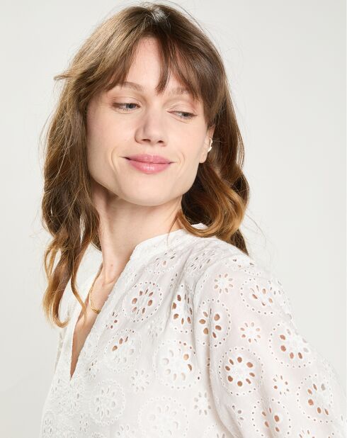 Robe longue en Broderie Anglaise Reya blanche