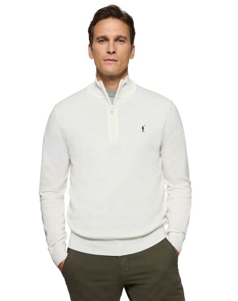 Pull Rigby Go Zipper Neck écru