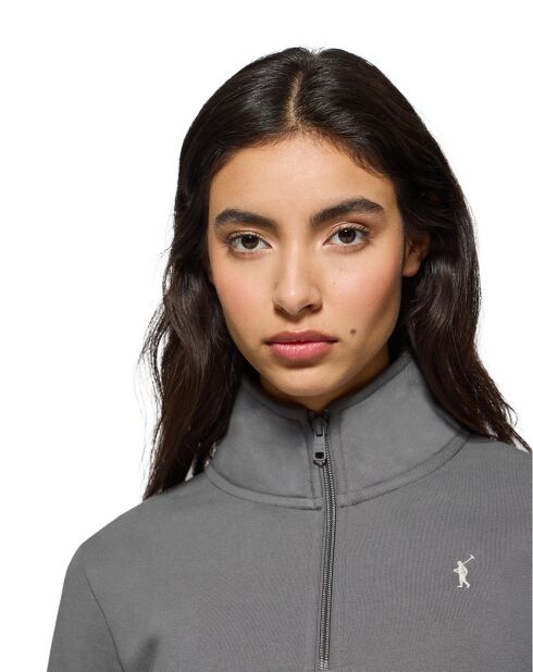 Sweat Rigby Go W Neck Zipper Sweat Fl asphalt