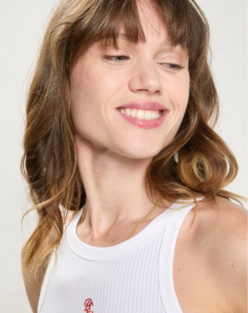 Débardeur en Maille côtelée Dyane blanc/rouge