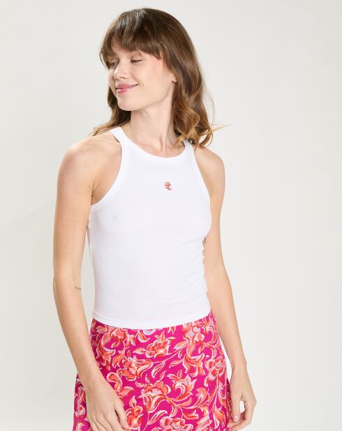 Débardeur en Maille côtelée Dyane blanc/rouge