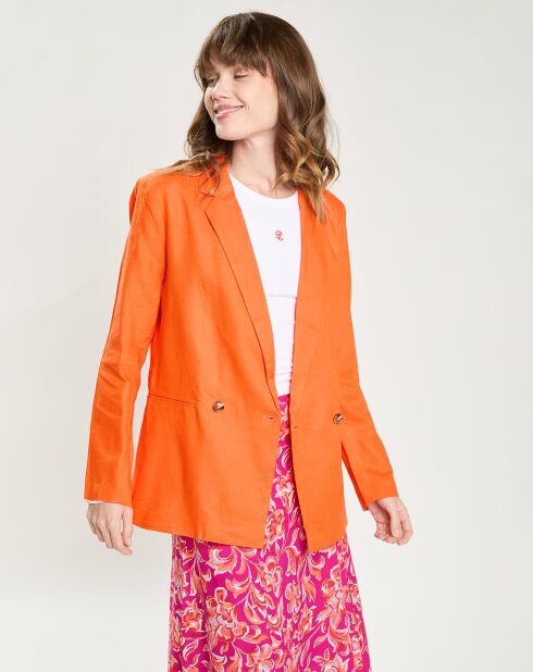 Veste en Lin & Coton Vivano orange