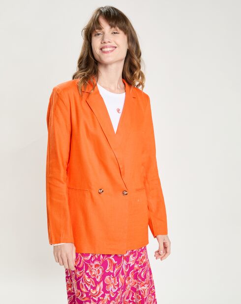 Veste en Lin & Coton Vivano orange