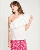 Top asymétrique Tilly ivoire