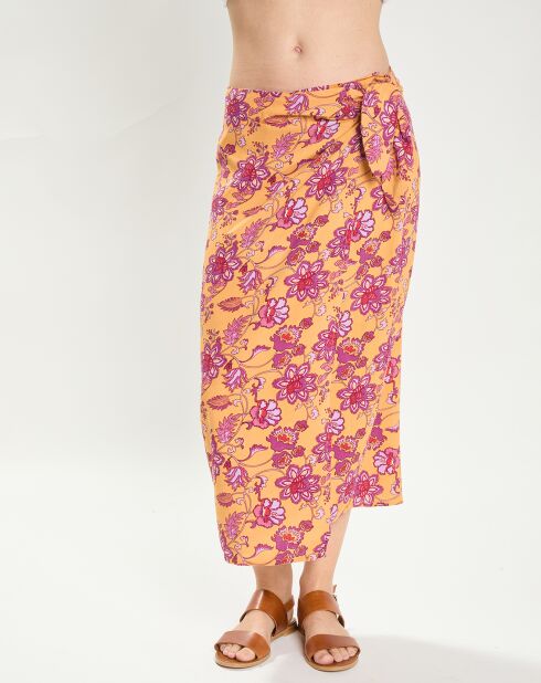 Juthess Rock mit aufgedruckten ockerfarbenen Blumen