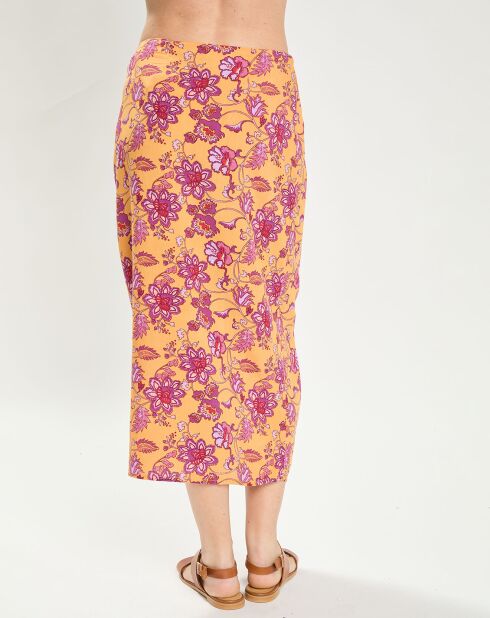Jupe Juthess imprimée fleurs ocre